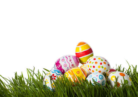 Easter eggs hiding in the grass 