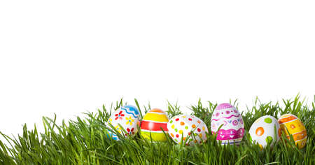 Easter eggs hiding in the grass 