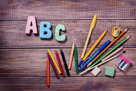 Items for children's creativity, backgroundの写真素材