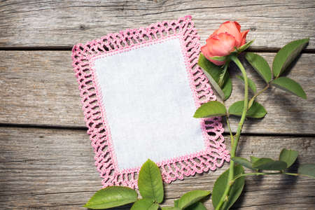 red rose on wooden boardの写真素材