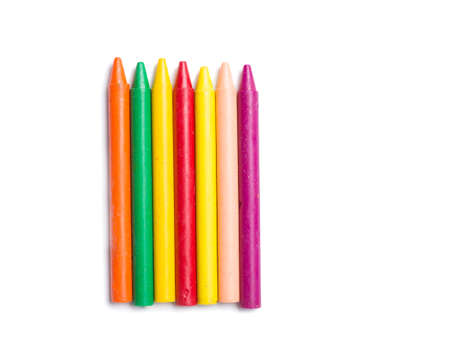 wax crayons on white background の写真素材