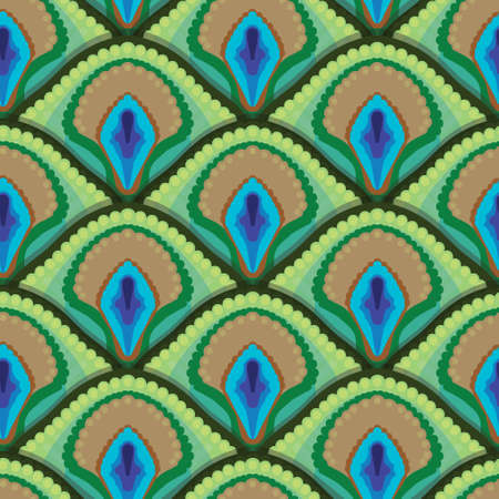 seamless texture of peacock feathers, vector illustrationのイラスト素材