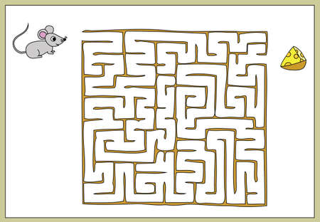 Find your way to the cheese to the mouse, maze gameのイラスト素材