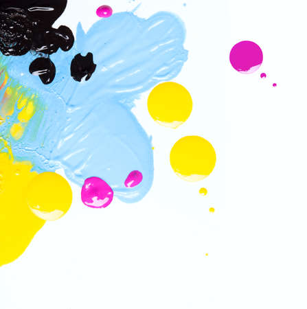 Drops of ink on white backgroundの写真素材