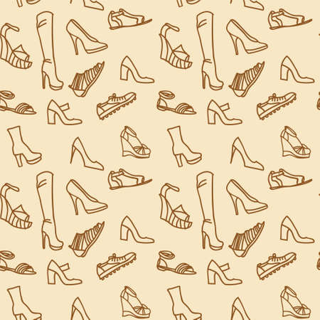 seamless texture shoes, brown backgroundのイラスト素材