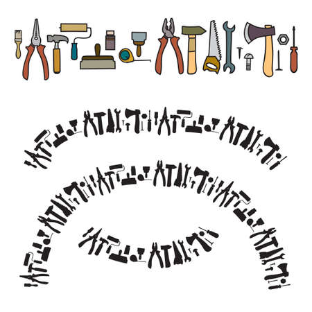 Ornament of the working tools, white backgroundのイラスト素材