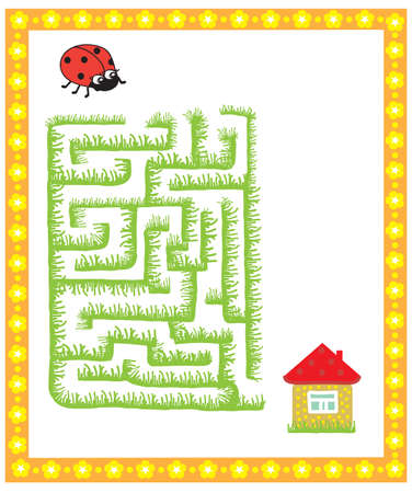 children's maze game, find the way to the house ladybugのイラスト素材