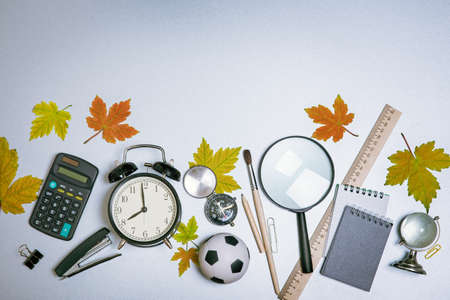 Objects schoolboy on the tableの写真素材