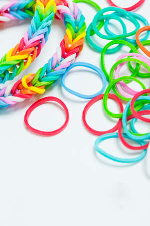 Bracelets made of gum on a white backgroundの写真素材