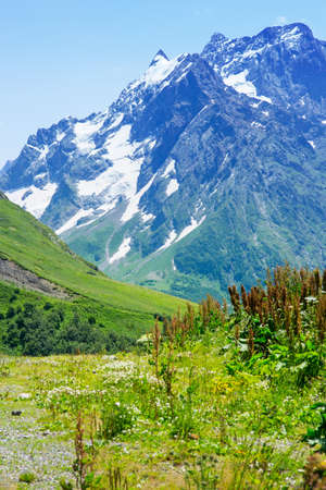 The tops of the mountains. Village Dombay, Karachay Cherkessia Republic, Russia