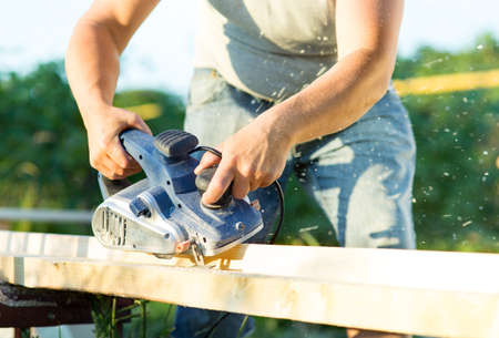 Man planed board Electrical plane
