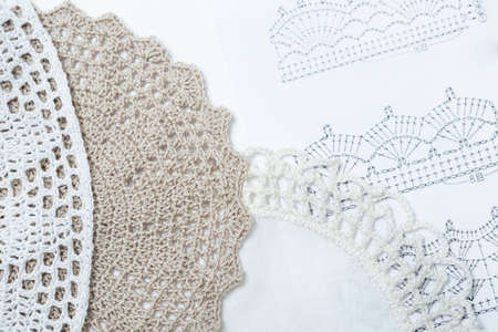 Handmade crocheted pot with wool and crocheting hook