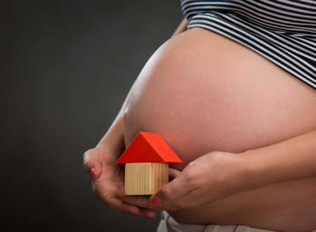 Pregnant woman in the studioの写真素材