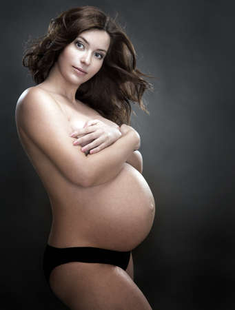 pregnant women  on a black backgroundの写真素材