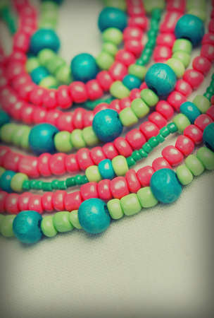 Colored glass beads and thread beads