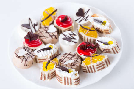 sweet cake on a white plateの写真素材