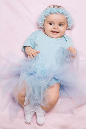 baby four months of age, the studioの写真素材