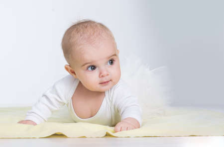 baby four months of age, the studioの写真素材