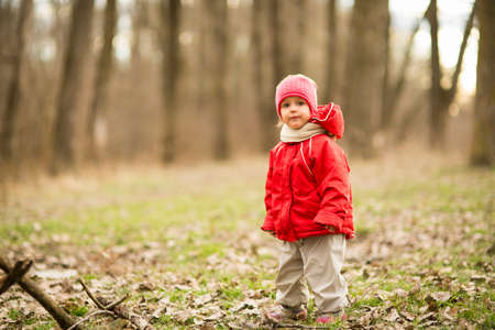 baby girl on nature walksの写真素材