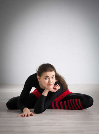 Girl is engaged in gymnasticsの写真素材