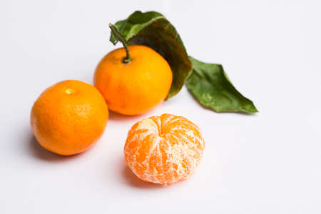 Mandarin on a white backgroundの写真素材