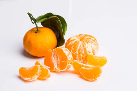 Mandarin on a white backgroundの写真素材