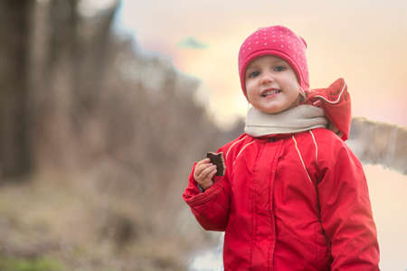 baby girl on nature walksの写真素材