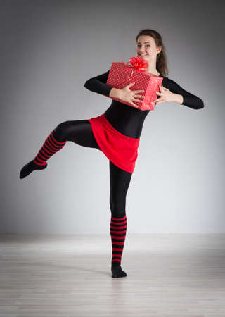 Girl is engaged in gymnasticsの写真素材