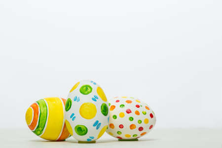 Easter eggs on a white backgroundの写真素材