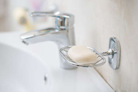 Faucet with sink in the bathroomの写真素材