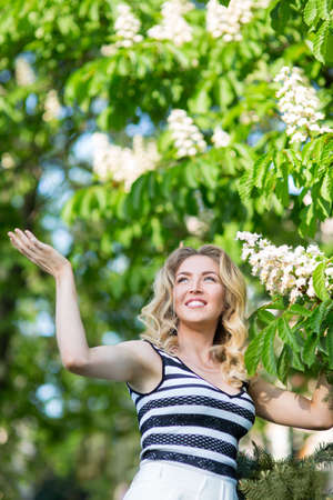 Young woman resting in the parkの写真素材