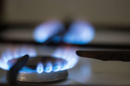 Gas burns in the stoveの写真素材