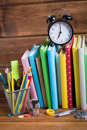 School supplies on table, School tableの写真素材