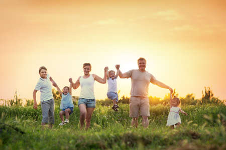 Large family with children, Outdoors