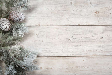 Christmas background on wooden boards