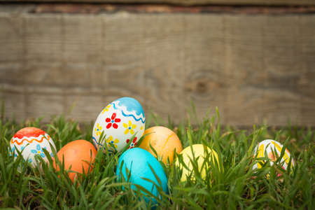 Easter background on the grass