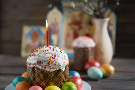 Orthodox Easter, Easter cake and painted eggs