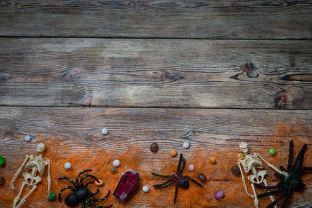Background for Halloween on wooden boards