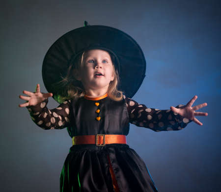 Baby in Halloween costumes, girl two years oldの写真素材