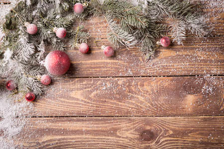 Christmas background on old boardsの写真素材