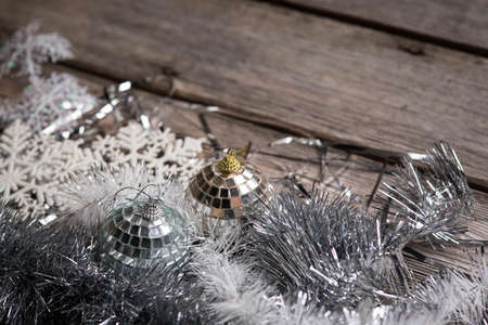 Christmas background on the fear of wooden boards