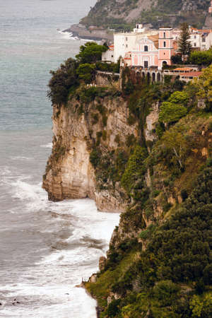 SORRENTO, ITALY NOVEMBER 4 2019: Sorrento city view on houses, fortress and sea beach from the top of the castleのeditorial素材