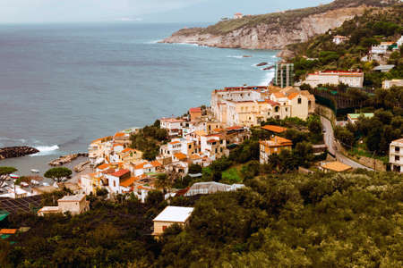 SORRENTO, ITALY NOVEMBER 5 2019: Sorrento city Amalfi Coast Panoramic aerial view from aboveのeditorial素材