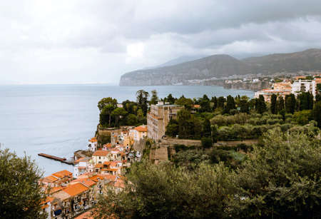 SORRENTO, ITALY NOVEMBER 5 2019: Sorrento city Amalfi Coast Panoramic aerial view from aboveのeditorial素材