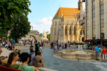BUDAPEST, HUNGARY 29 JULY 2019: Roman Catholic Matthias Cathedral, Church of Our Lady of Buda in front of Fisherman's Bastionのeditorial素材