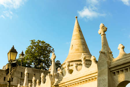 BUDAPEST, HUNGARY 29 JULY 2019: Fishermen's Bastion on the castle hill of Buda natural background viewのeditorial素材