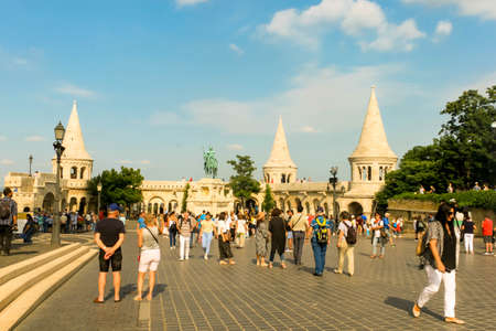 BUDAPEST, HUNGARY 29 JULY 2019: Fishermen's Bastion on the castle hill of Buda natural background viewのeditorial素材