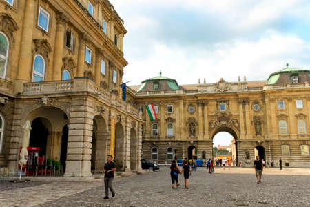 BUDAPEST, HUNGARY 29 JULY 2019: Buda castle ,Royal Palace inner courtyard natural background viewのeditorial素材