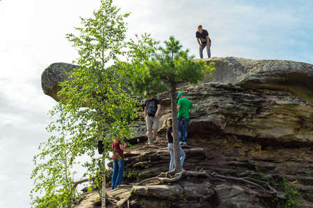 Stone city, Perm region, Russia. Turtle rock. Natural Landscape landmark reserve park background....