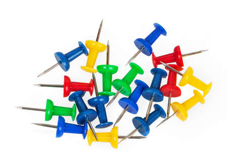 colorful push pins isolated on white 